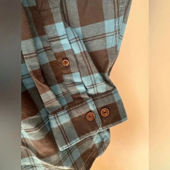 LL Bean Navy Blue Plaid Twill Button Shirt Traditional Fit L - Picture 4 of 11